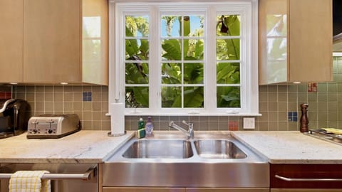 The stainless steel finishes are sleek and clean...