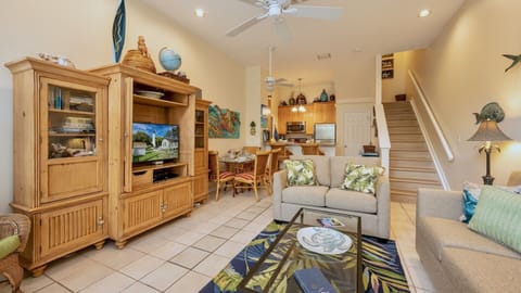 The living area is an open plan, with 11-foot ceilings...