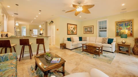 The sectional sofa pulls out to a Queen sleeper to accommodate extra guests...