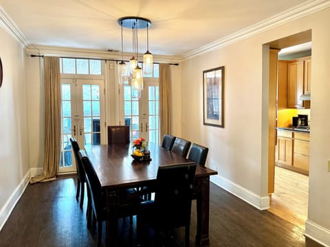Kitchen is easily accessible from the dining room