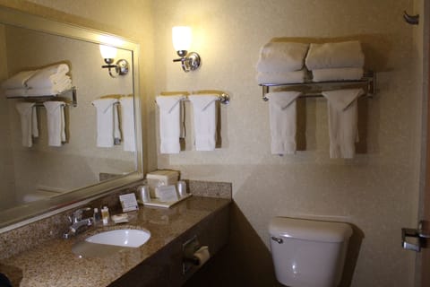 Suite, 2 Queen Beds | Bathroom | Combined shower/tub, free toiletries, hair dryer, towels
