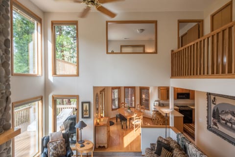 Mt Hood Retreat - Great room view from stair landing