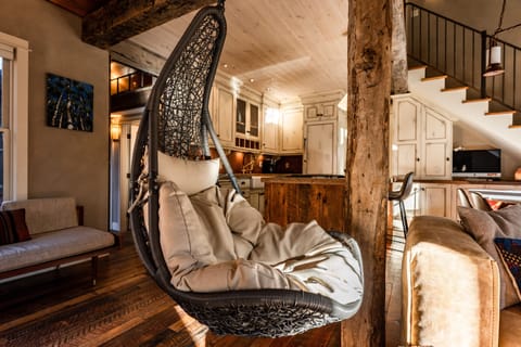 A hanging chair in the living room?! Yes!