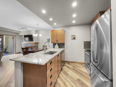 Modern kitchen area.
