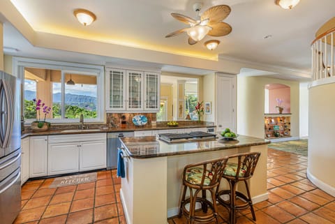 Kitchen is fully equipped with pots, pans & utencils