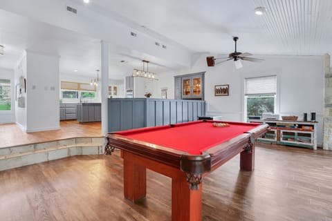 View looking back at the kitchen and dining area.