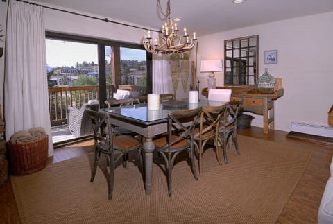 Dining table, door to balcony