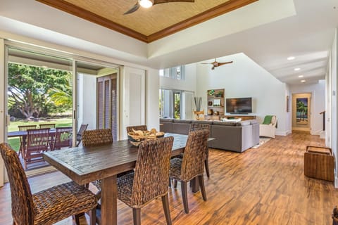 Dining Table, Chairs, Ceiling Fan, and Sectional Sofa