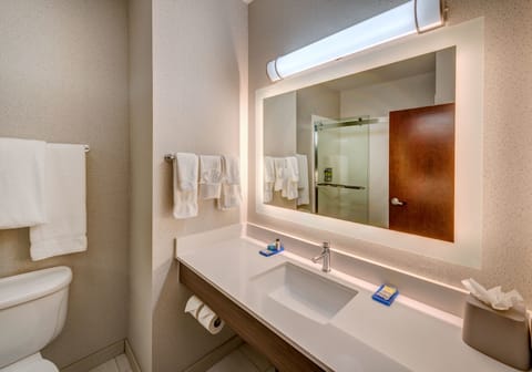 Standard Room, 1 King Bed | Bathroom | Hair dryer, towels