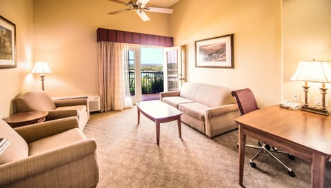 Executive Suite, 1 King Bed, Accessible, Non Smoking (Lake View, Patio, Tub with Grab Bars) | In-room safe, desk, blackout drapes, iron/ironing board