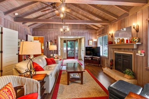 Idle Hours is one of our coziest homes, rich woods glow in the off-season