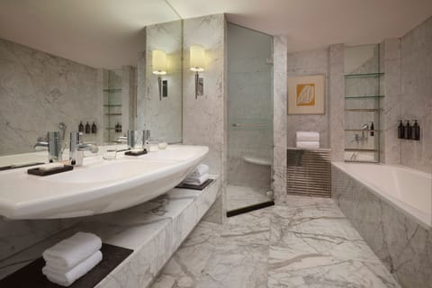 Luxury Suite, 1 Bedroom | Bathroom | Combined shower/tub, free toiletries, hair dryer, bathrobes
