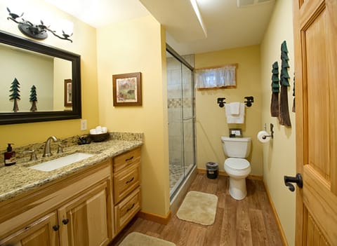 Luxury Room, 1 Queen Bed, Private Bathroom, River View (Black Bear Suite) | Bathroom | Shower, designer toiletries, hair dryer, bathrobes