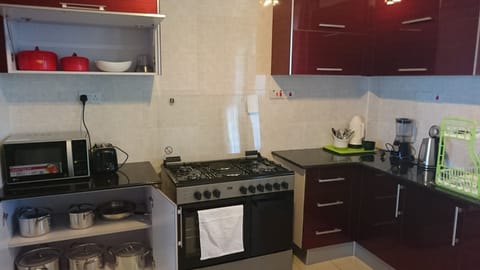 Executive Apartment, 3 Bedrooms, Balcony | Private kitchen | Full-size fridge, microwave, oven, stovetop