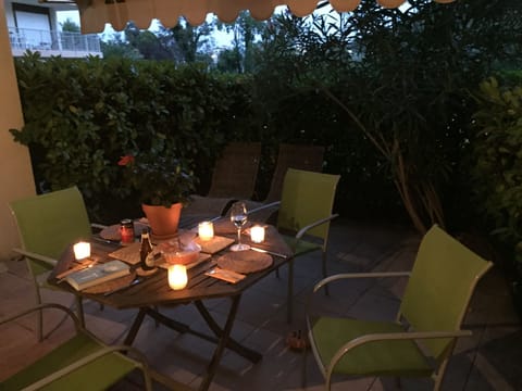 Atmospheric terrace at night