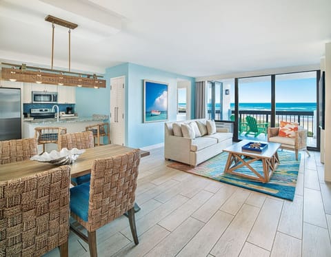 Two Bedroom Partial Ocean View Condo, 1 King, 1 Queen | Living area | 37-inch flat-screen TV with cable channels, TV, pay movies