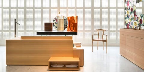 Combined shower/tub, designer toiletries, hair dryer, bathrobes