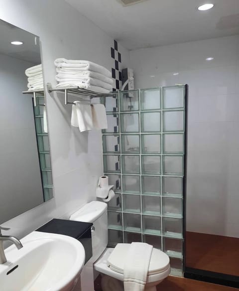 Family Room | Bathroom | Shower, rainfall showerhead, free toiletries, towels