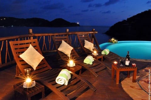 Poolside drink at night