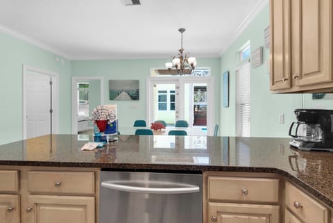 Kitchen overlooking the dining space