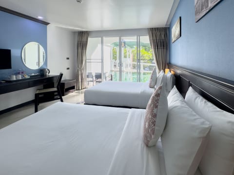 Deluxe Double Room, Pool Access | In-room safe, desk, blackout drapes, free WiFi