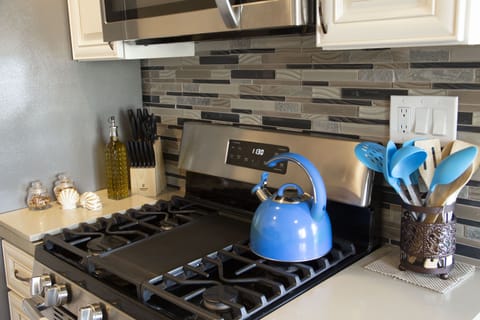 Brand new appliances with salt, pepper and olive oil for your cooking!