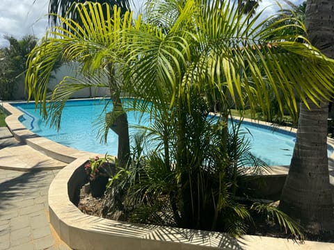 Outdoor pool, pool umbrellas