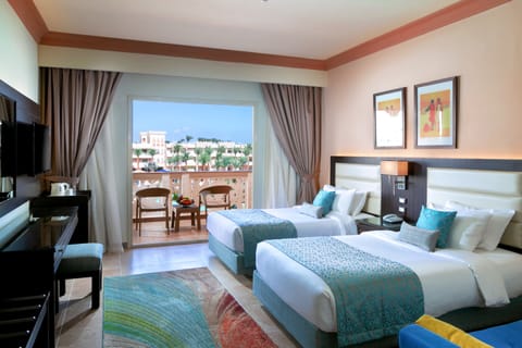 Deluxe Double Pool View | Egyptian cotton sheets, premium bedding, memory foam beds, minibar