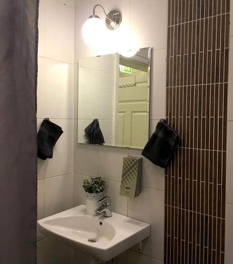 Shower, free toiletries, hair dryer