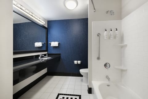 Studio, 1 King Bed with Sofa bed | Bathroom | Combined shower/tub, free toiletries, hair dryer, towels