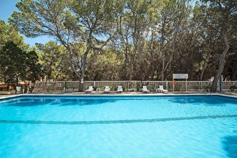 Seasonal outdoor pool, open 10:00 AM to 6:00 PM, pool umbrellas