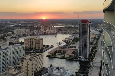 City View From Balcony at Sunset