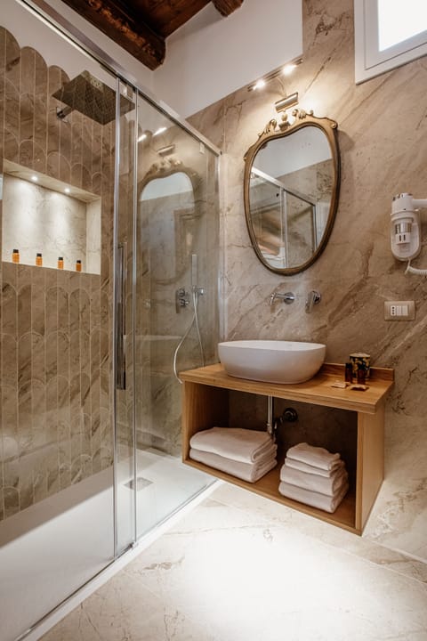 Romantic Suite, Terrace, Sea View | Bathroom | Shower, rainfall showerhead, free toiletries, hair dryer