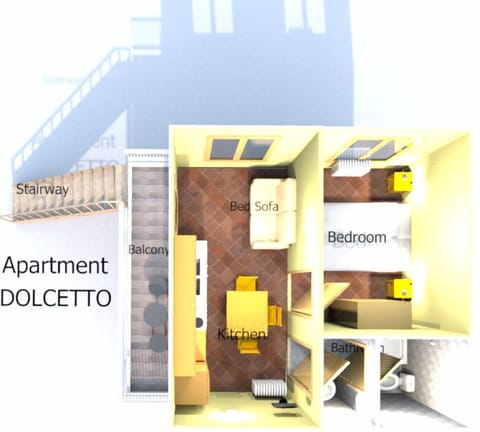 Comfort Apartment, 1 Bedroom, Balcony (3 pax) | Floor plan