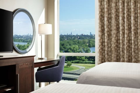 Room, 2 Queen Beds, City View | Desk, laptop workspace, blackout drapes, iron/ironing board