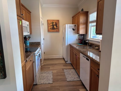 Fully stocked kitchen.