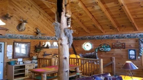 STYLISH RUSTIC MAIN ROOM with TREE in center