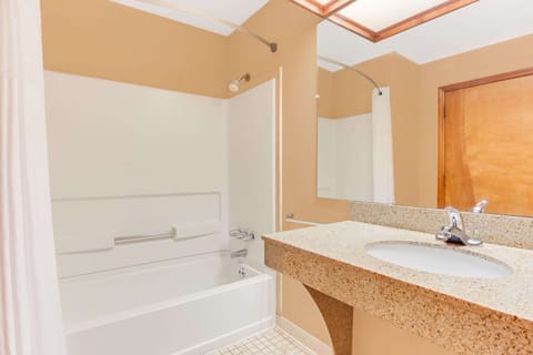 Combined shower/tub, deep soaking tub, hydromassage showerhead