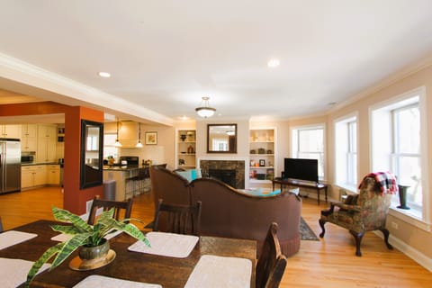 Spacious open concept. This is our new sectional.


