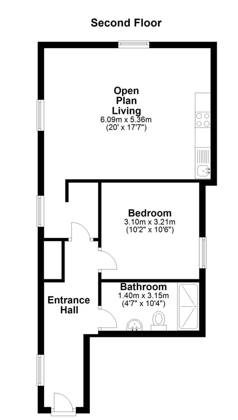 Apartment, 1 King Bed (Apartment 4) | Floor plan