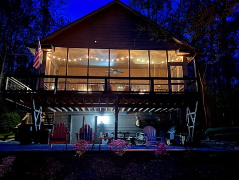 Night view from the lakefront side