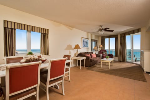 Condo, 3 Bedrooms (Beach View, Corner) | Living area | Flat-screen TV, DVD player