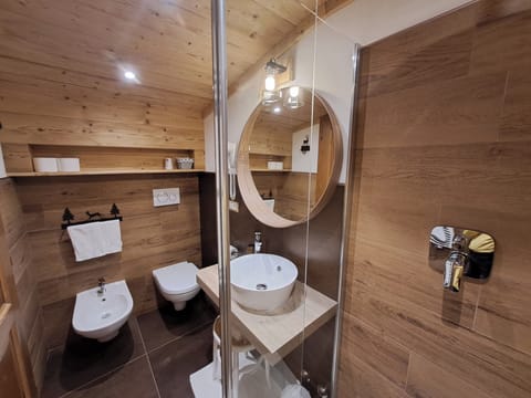 Double or Twin Room, Balcony, Mountain View | Bathroom | Shower, bidet, soap, shampoo