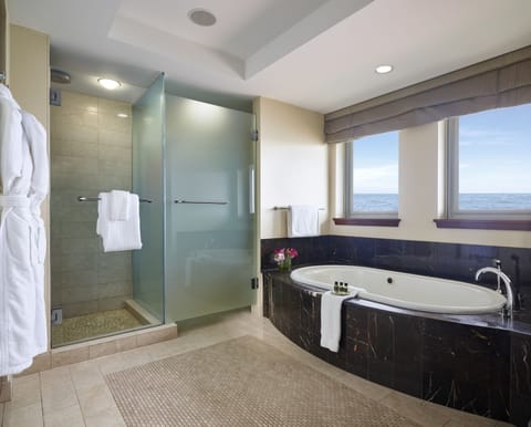 Suite, 1 King Bed, Harbor View | Bathroom | Shower, rainfall showerhead, designer toiletries, hair dryer