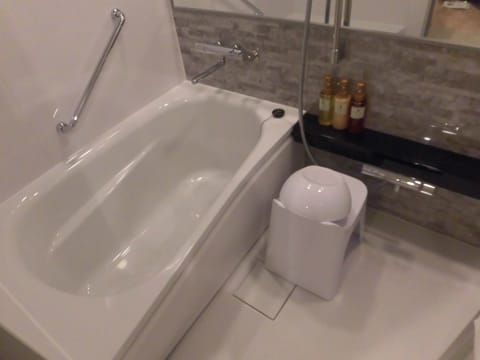 Combined shower/tub, deep soaking tub, free toiletries, hair dryer