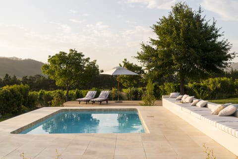 Outdoor pool, sun loungers