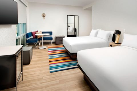 aloft, Room, 2 Queen Beds | Premium bedding, pillowtop beds, in-room safe, blackout drapes