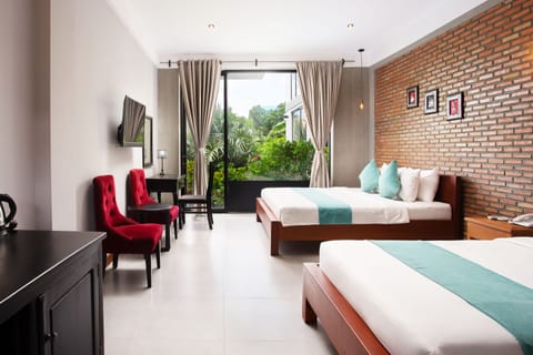 Family Room, 1 Bedroom, Balcony, Pool View | Premium bedding, minibar, in-room safe, desk