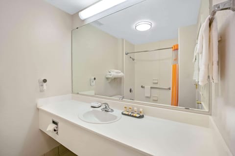 Combined shower/tub, free toiletries, hair dryer, towels