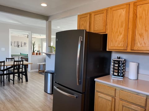 The large fridge/freezer and a wide variety of spices.